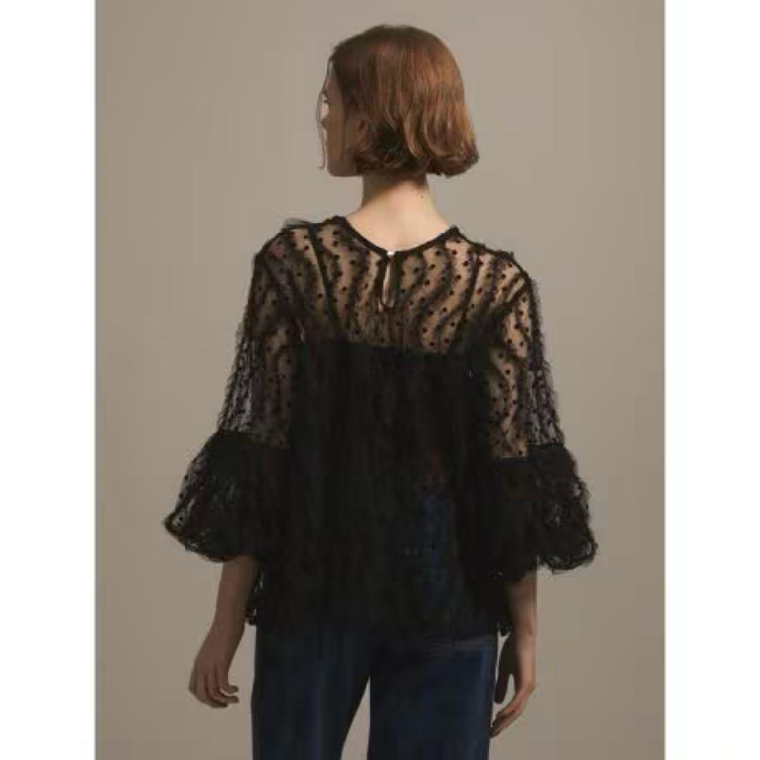 新品 ヤマダヤ ample アンプル フロッキードットチュールブラウス