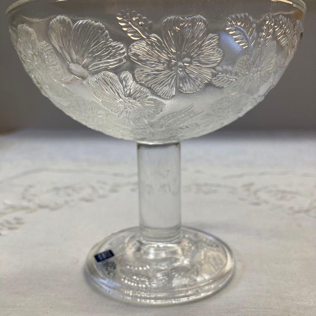 AZ174 ARABIA社 アラビアクリスタル　お花柄エンボスガラスのコンポート