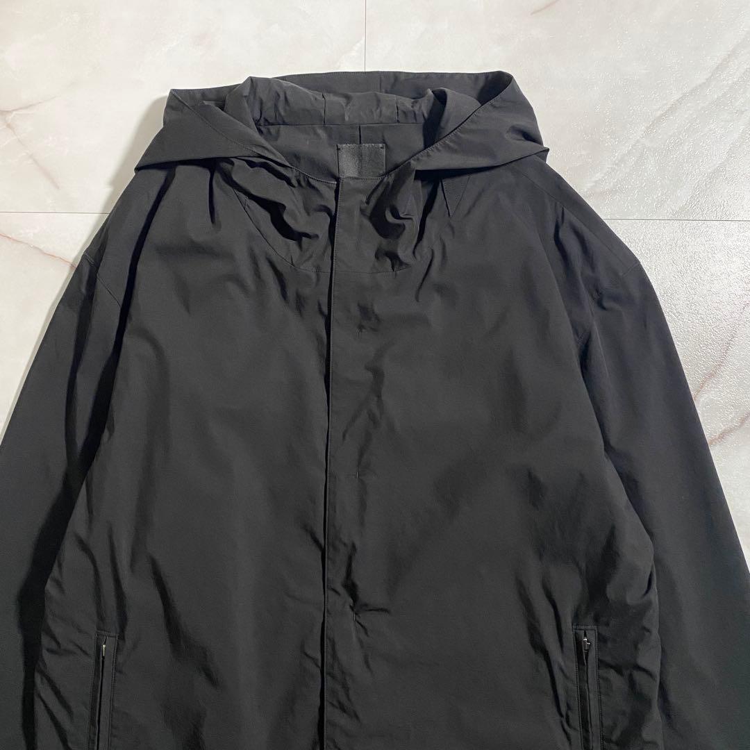 A18520 美品 山内 塩縮撥水ストレッチコットン ジップパーカー 黒 4
