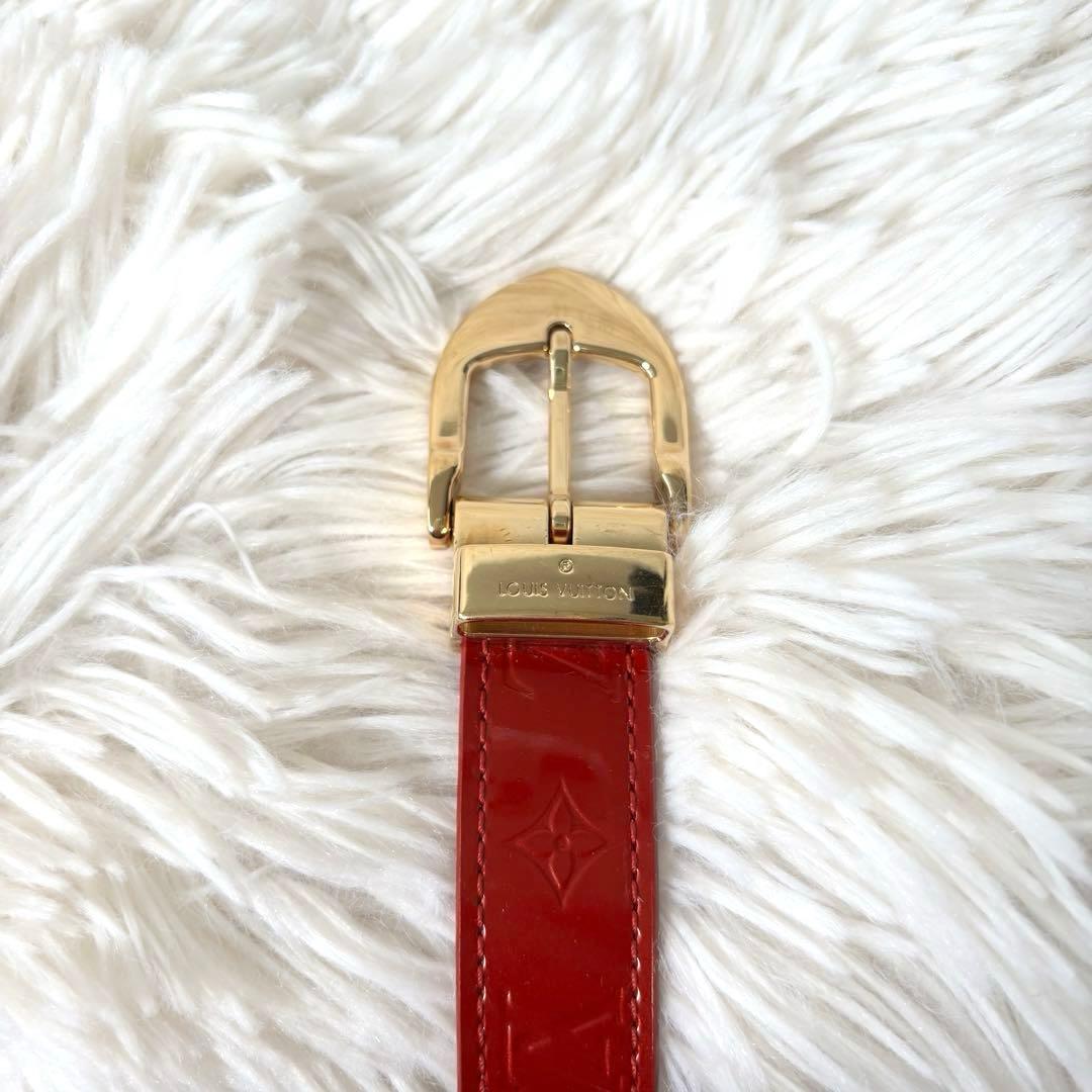 【正規品】ルイヴィトン　ベルト　モノグラム　ヴェルニ　エナメル　赤