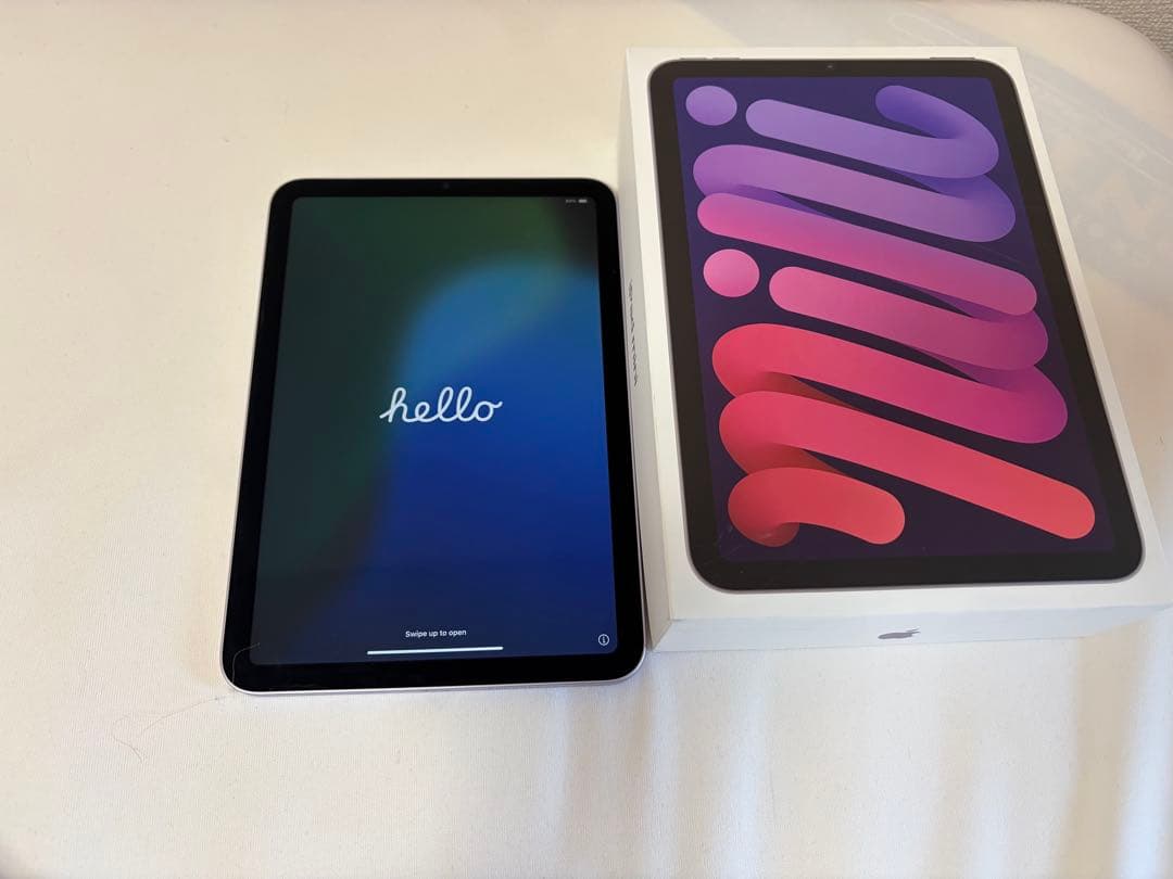 美品iPad mini 7 128GB Apple パープル　保証　ケース付き
