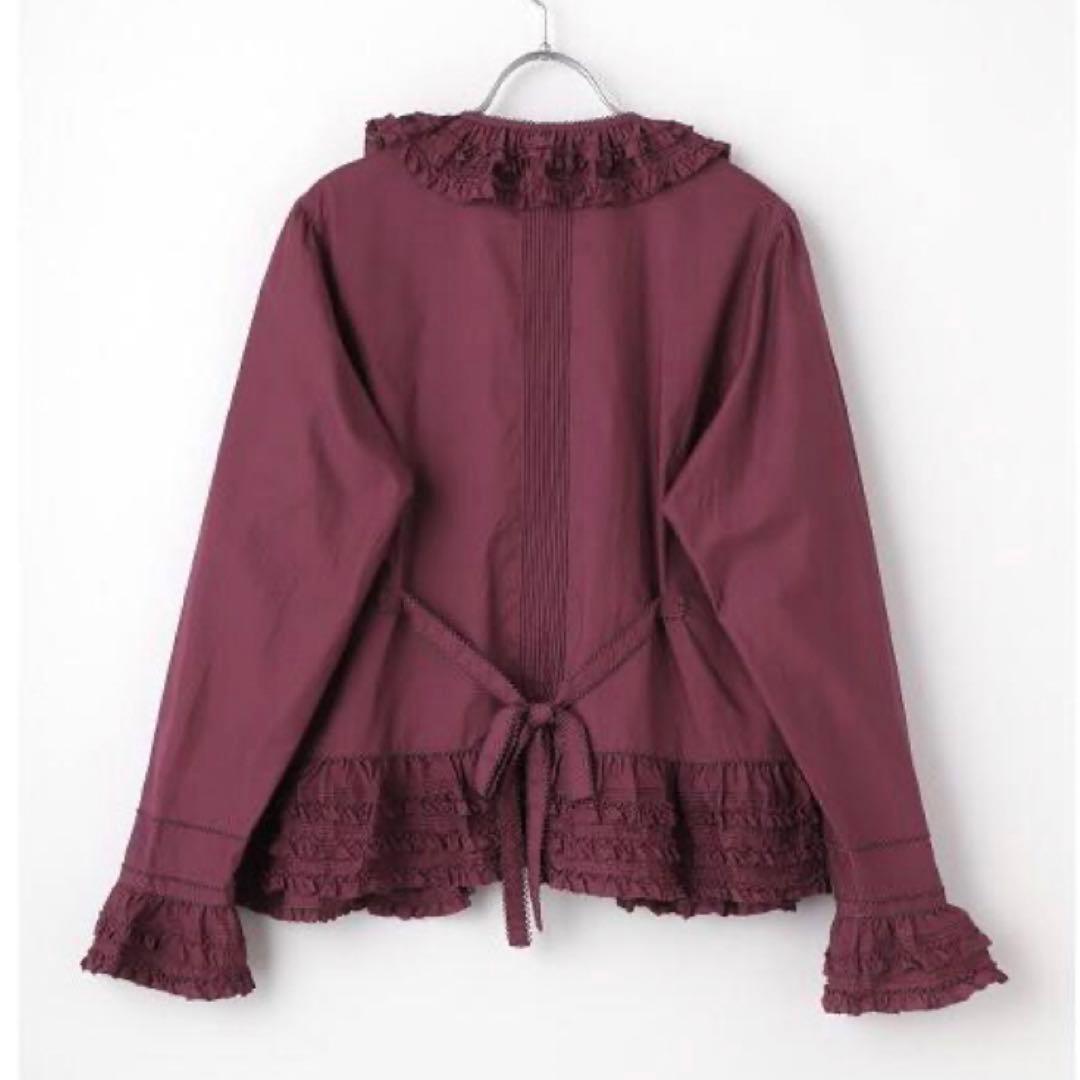 【24年】美品 PINK HOUSE リボンモチーフ使いフリルオーバーブラウス