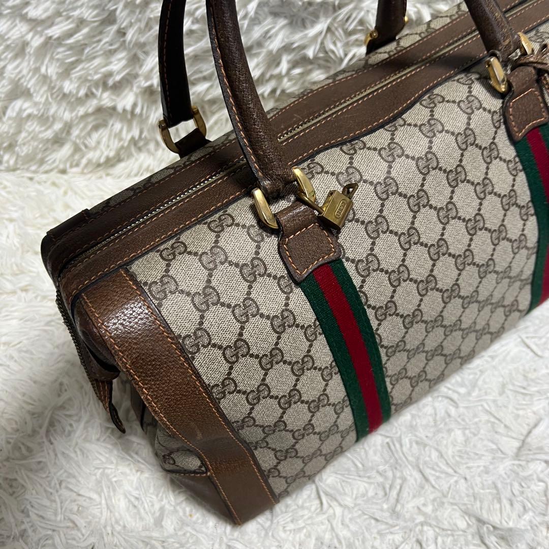 【希少】GUCCI グッチ　GG柄　ボストンバッグ　シェリーライン　PVC