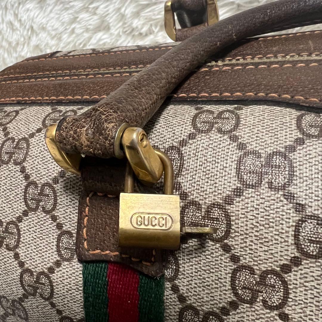 【希少】GUCCI グッチ　GG柄　ボストンバッグ　シェリーライン　PVC