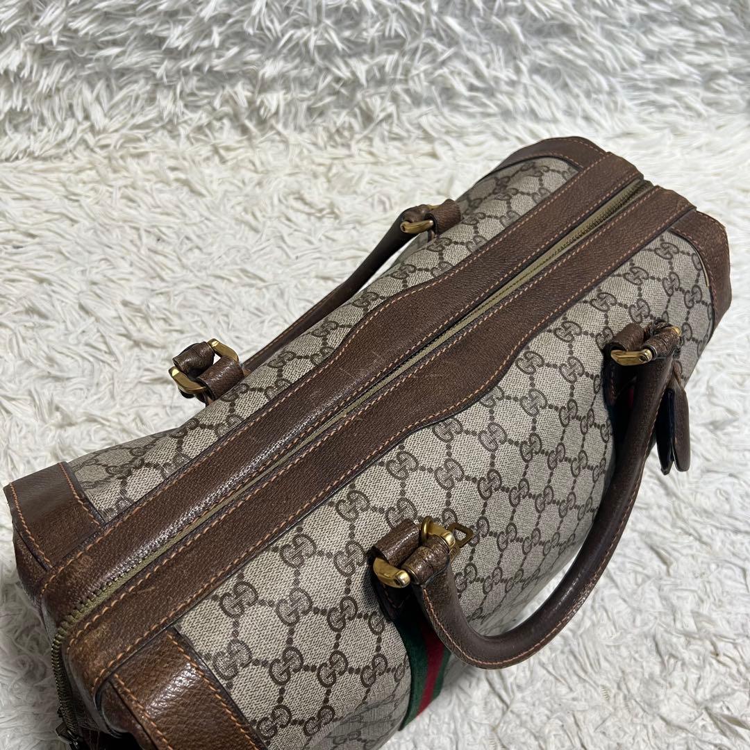 【希少】GUCCI グッチ　GG柄　ボストンバッグ　シェリーライン　PVC