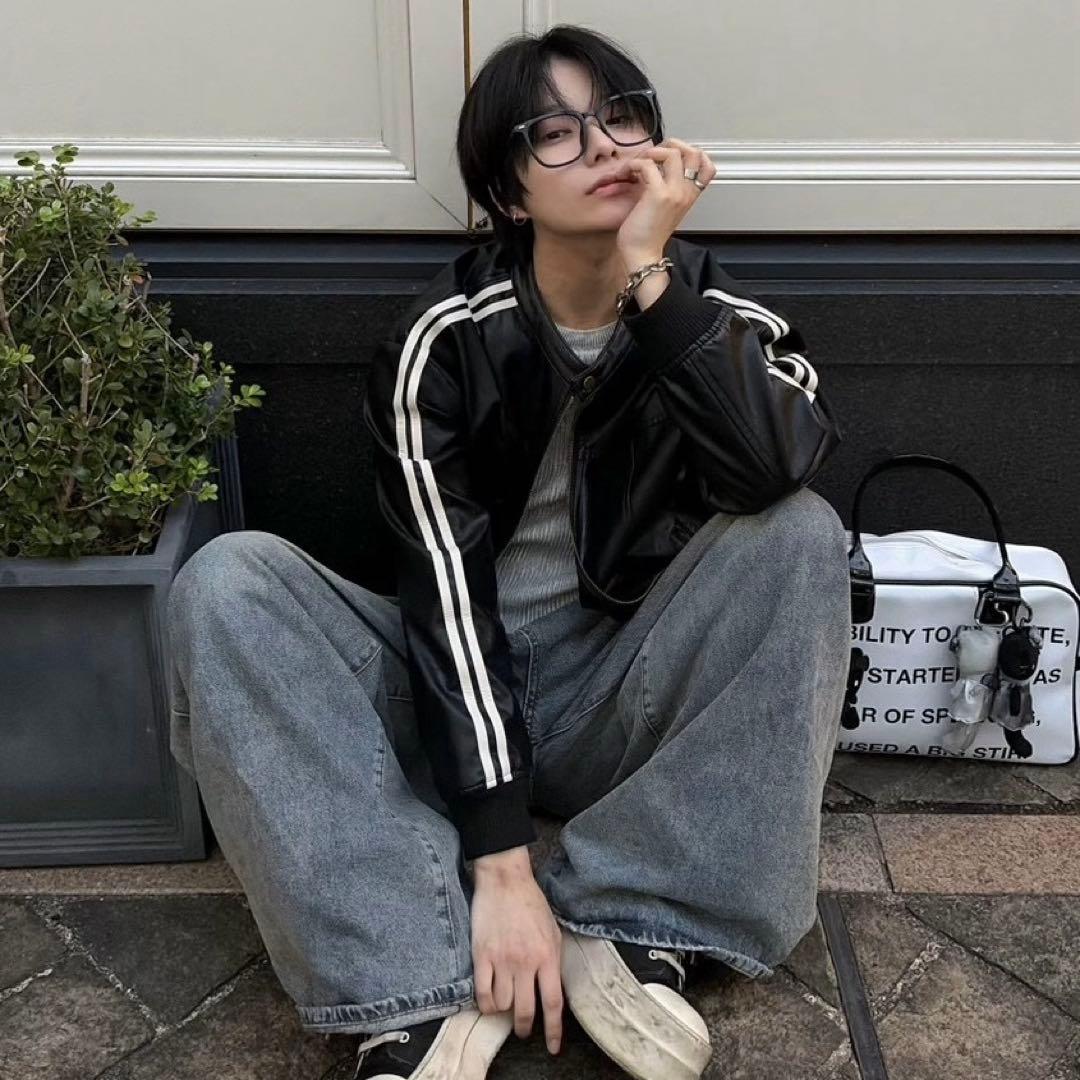 ジャケット・アウター LUV CODE line leather jacket Y2K