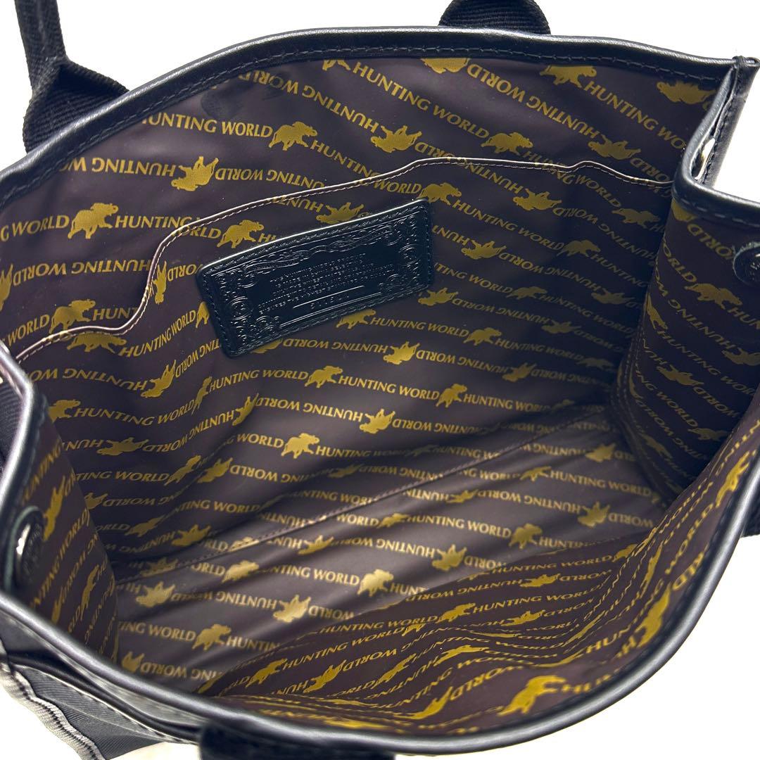 極美品 ハンティングワールド キャンバストート サファリトゥデイ レザー 黒