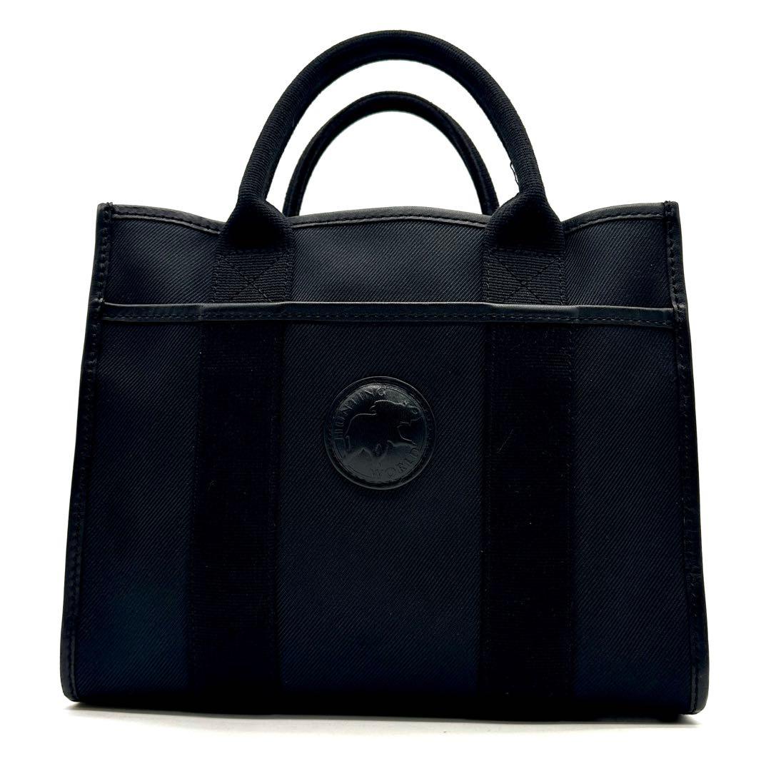 極美品 ハンティングワールド キャンバストート サファリトゥデイ レザー 黒