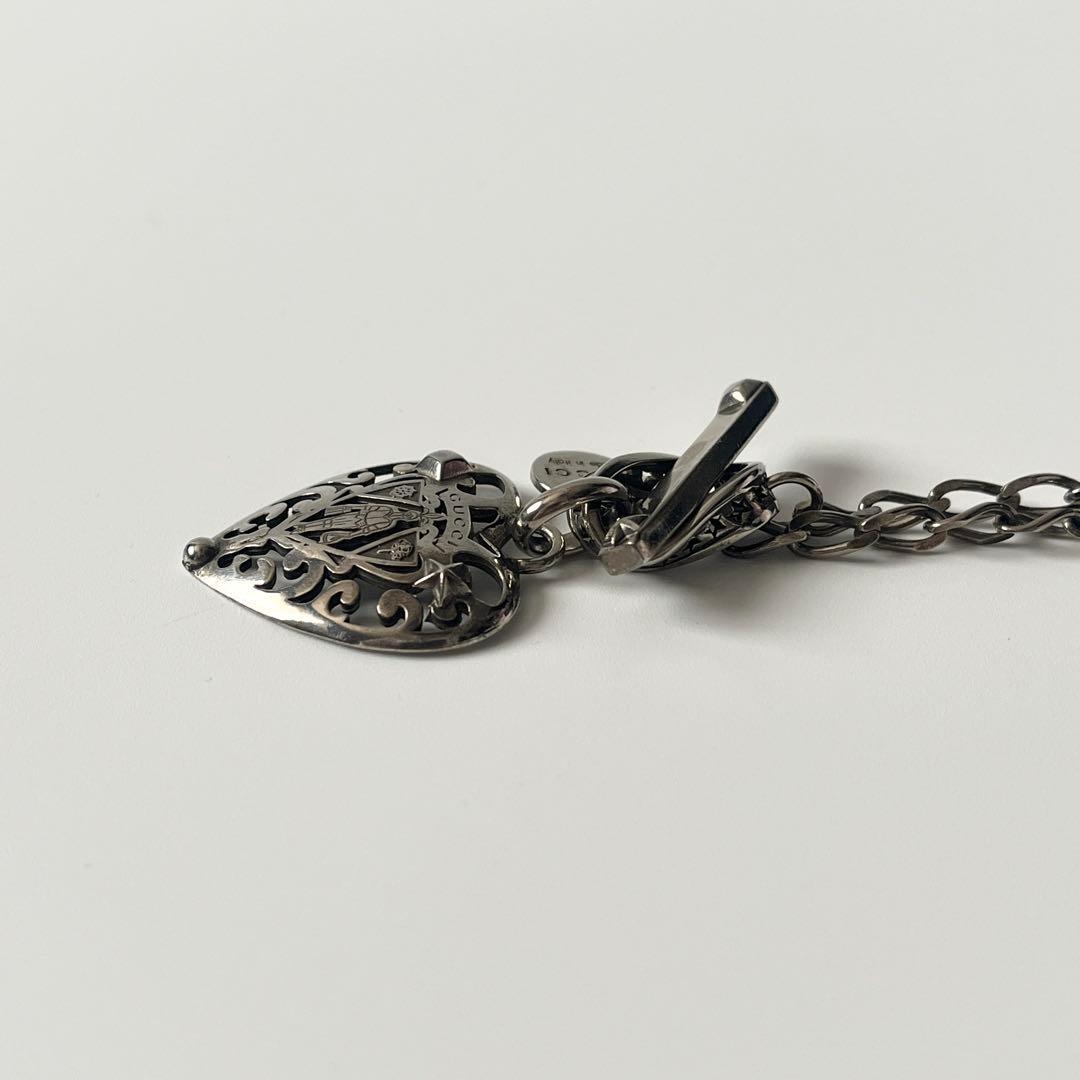 グッチ　ネックレス　ハート　クレスト　トグル　925　シルバー　イタリア製