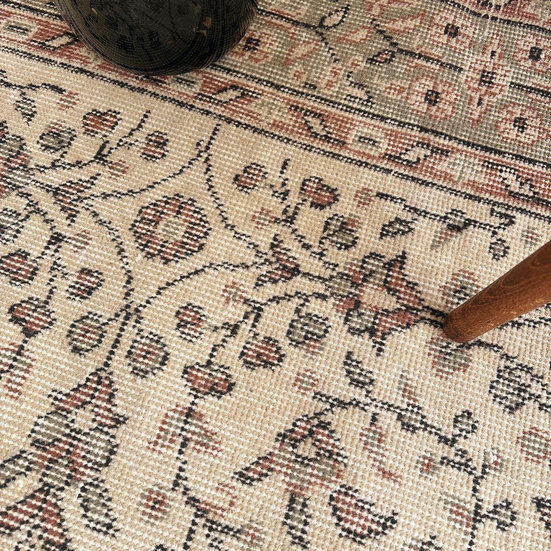 hyokoさま専用トルコ　ヴィンテージラグ　グリーン　ベージュ　フローラル