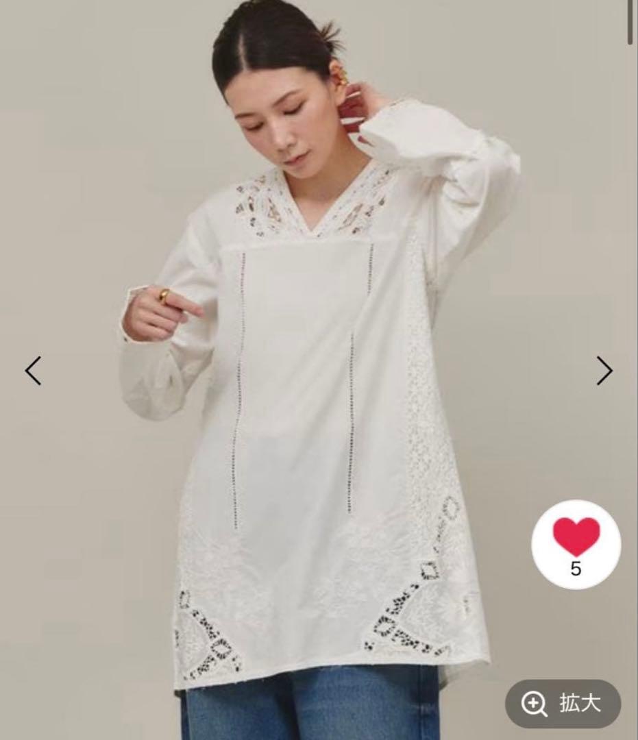 Curensology コットンバテンレースブラウス