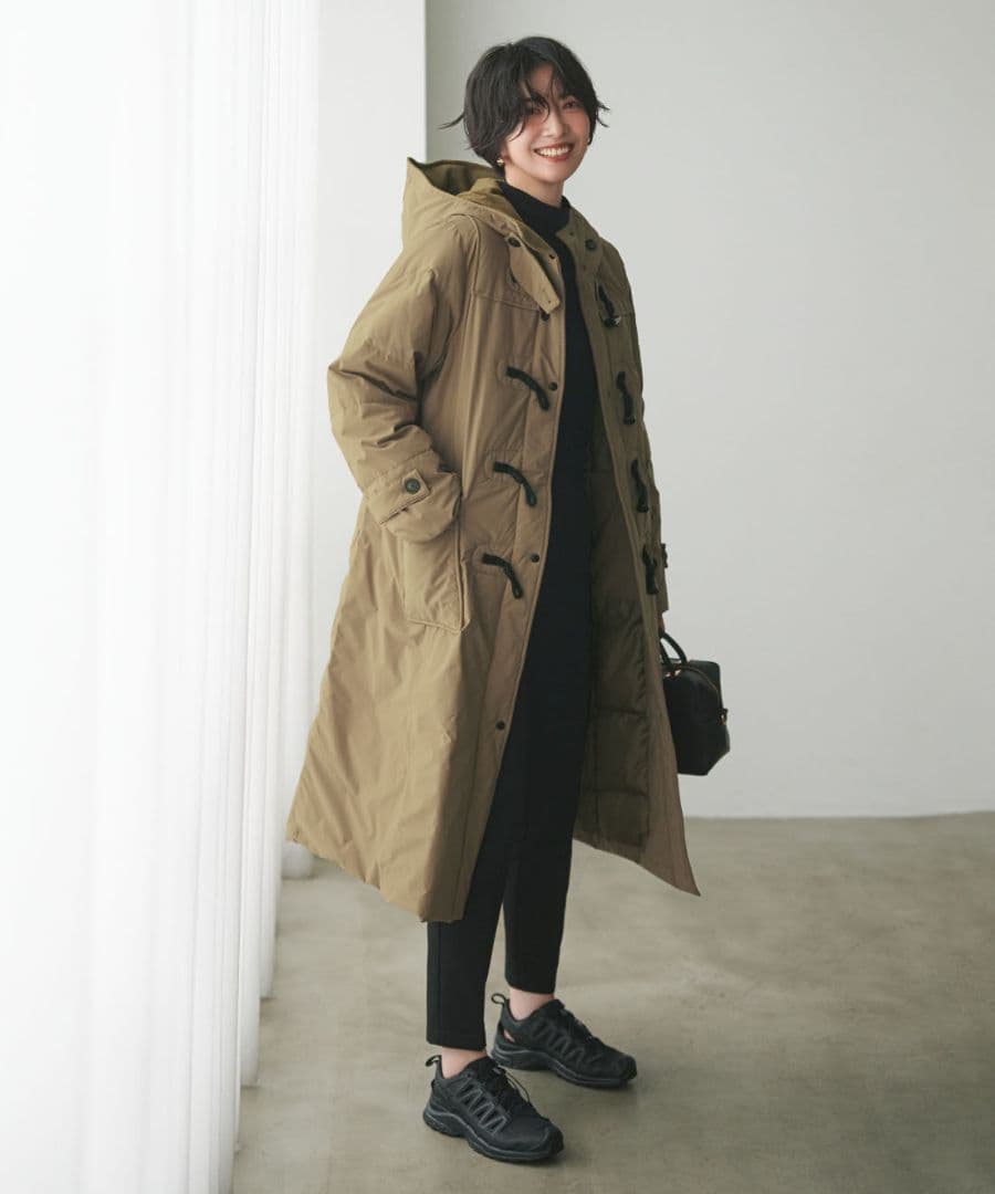 【美品】リブインコンフォート くぼっち 撥水ロングダッフルダウンコート MP