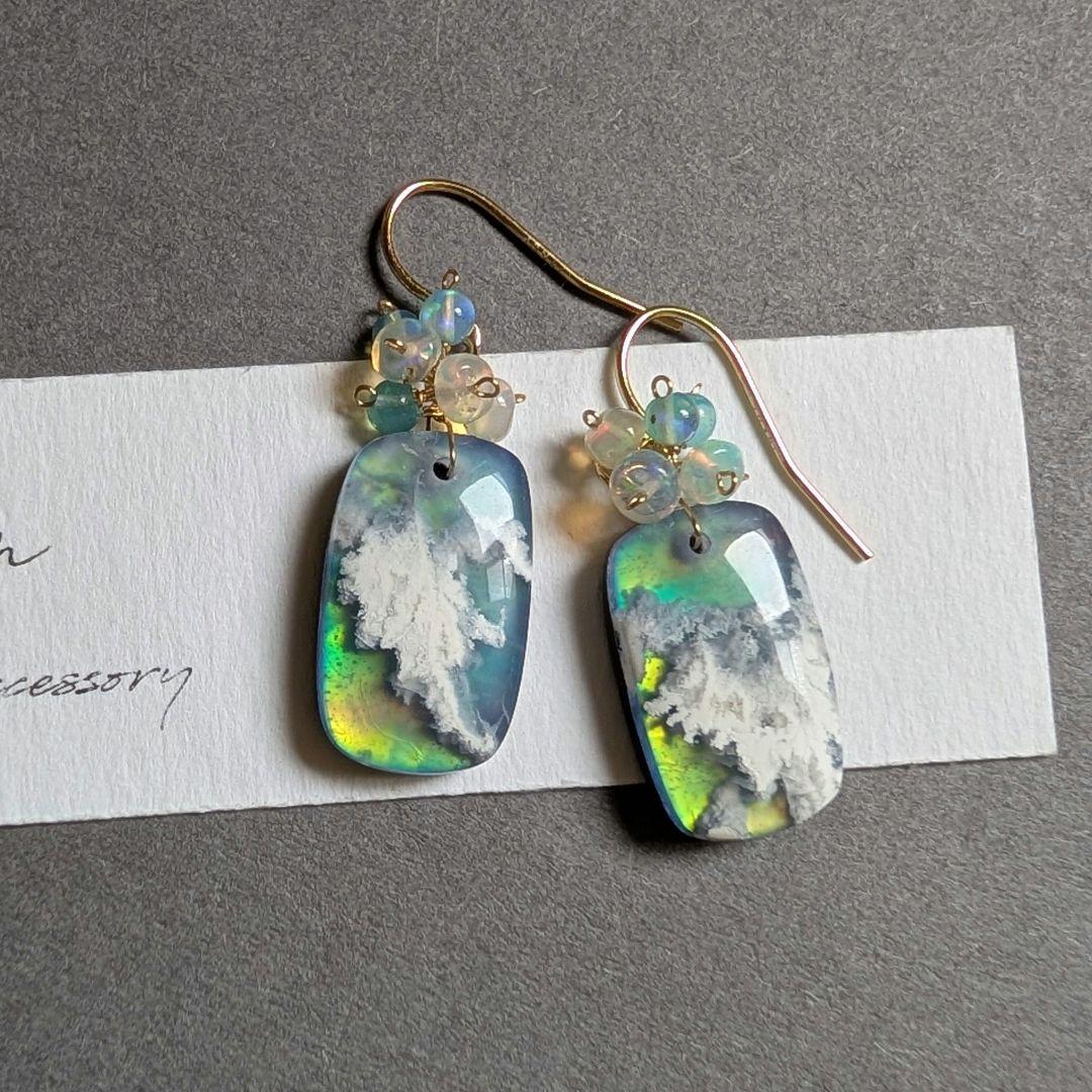 ツナギ様 1点物✧︎レッドプルームアゲート ピアス