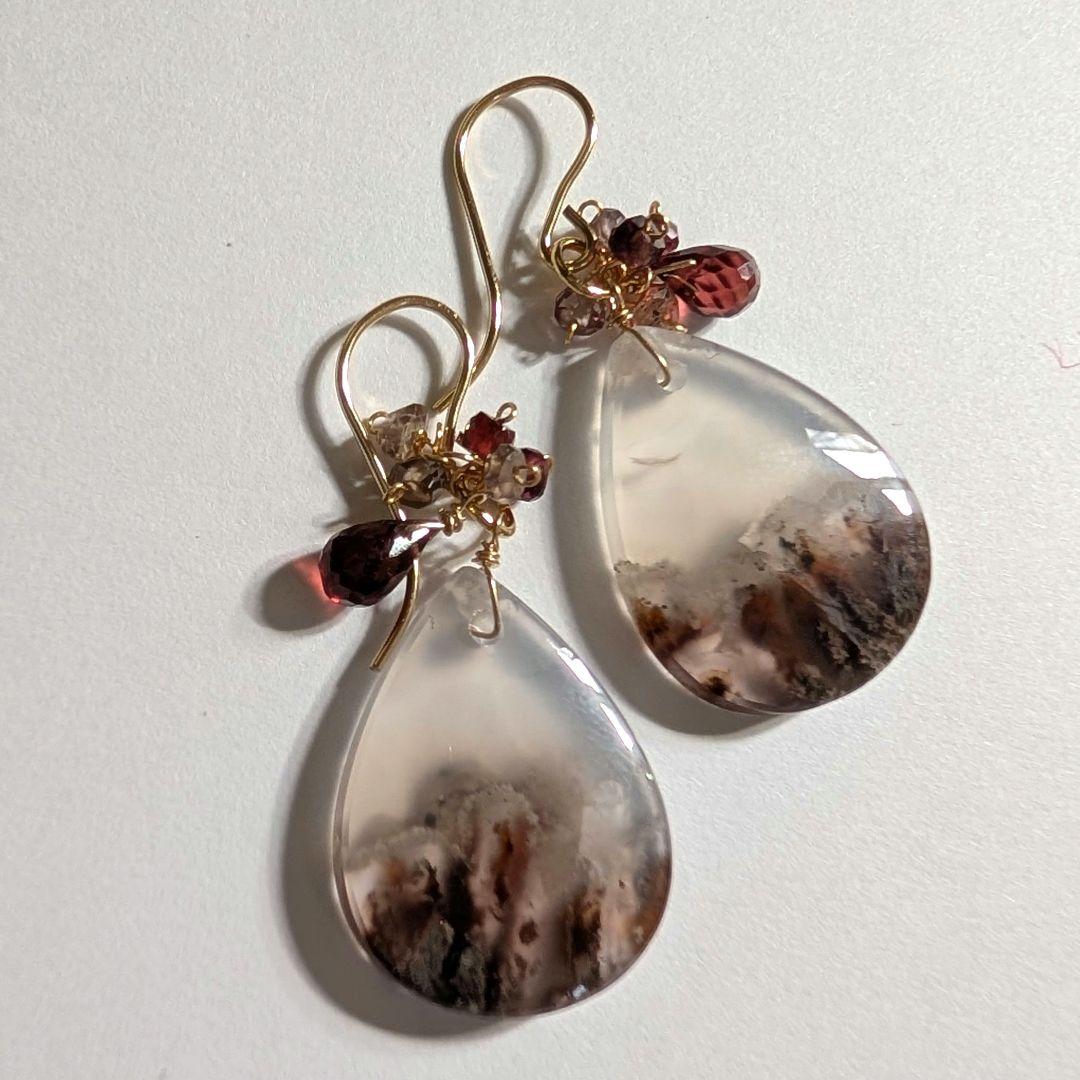 ツナギ様 1点物✧︎レッドプルームアゲート ピアス