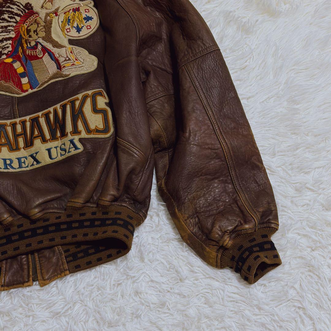 旧タグ ヴィンテージ AVIREX レザースタジャン トマホークス Lサイズ