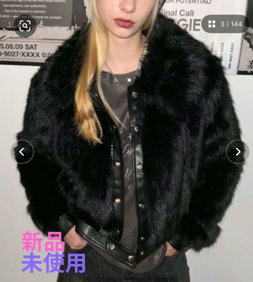 SHAGGIE ブラック ファーブルゾン/コート