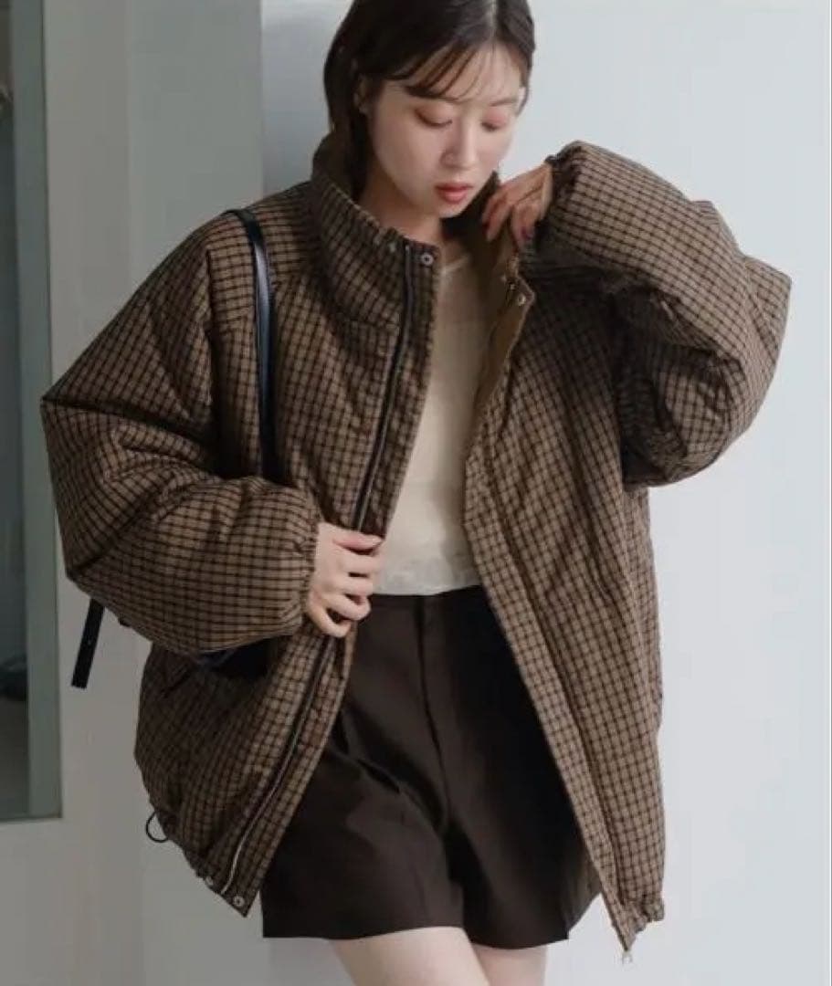 Kastane チェック中綿リバーシブルアウター