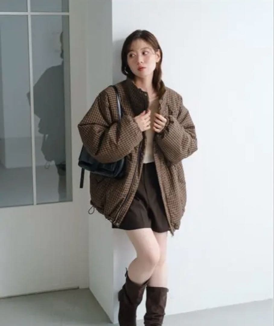 Kastane チェック中綿リバーシブルアウター