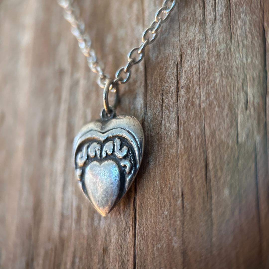 スウィートハートジュエリー　40s WW2　シルバー　ハート渦巻き　SWIRL