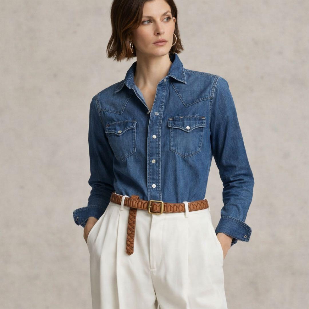 ラルフローレン ウエスタン ダンガリーシャツ デニム インディゴ サイズ4