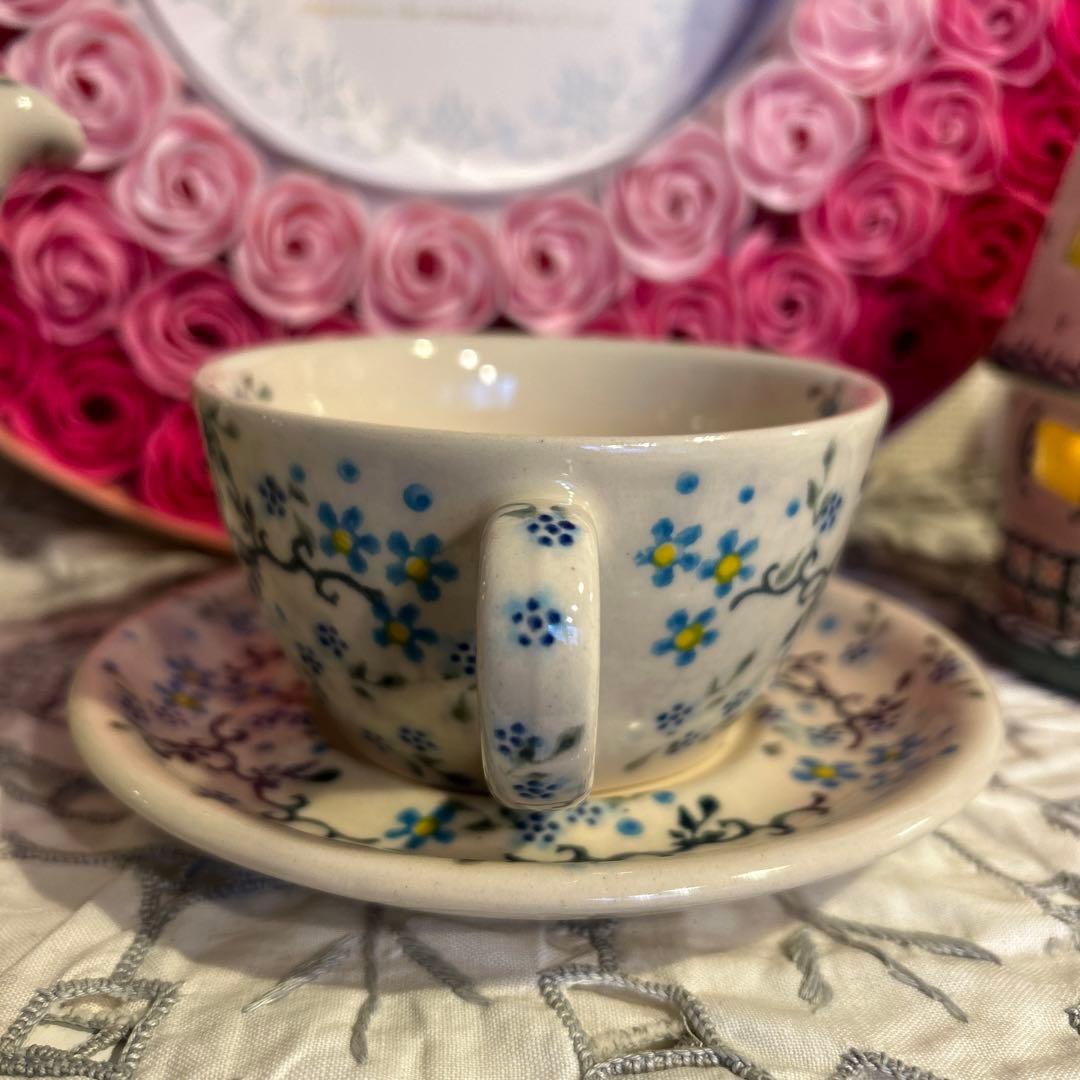 ☆★まるり★☆ポタリー / ひとりカフェセット 〜☆水色小花の小枝☆〜