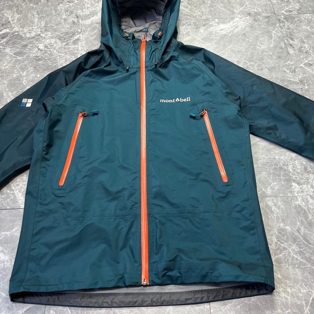 美品　モンベル　ストームクルーザー　ゴアテックス　ブルーグリーン　登山　メンズ