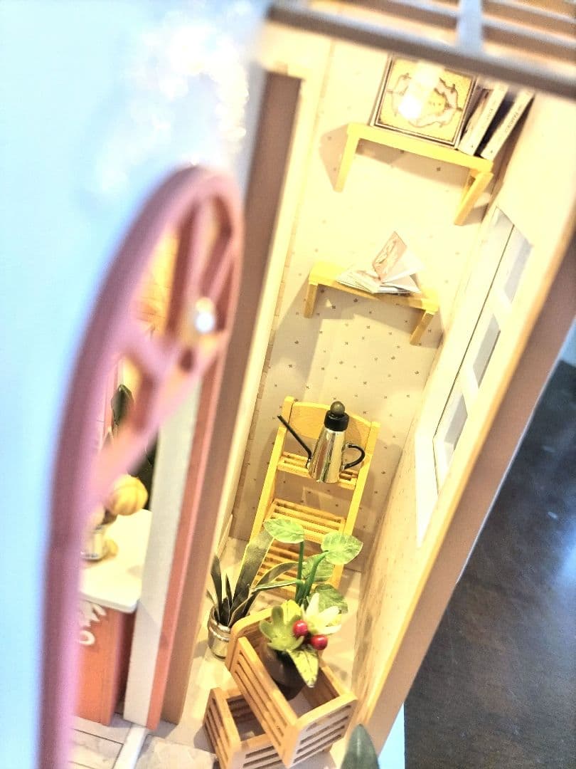 *完成品*ドールハウス お花屋さん 前面開閉 屋上テラス フラワー 防塵