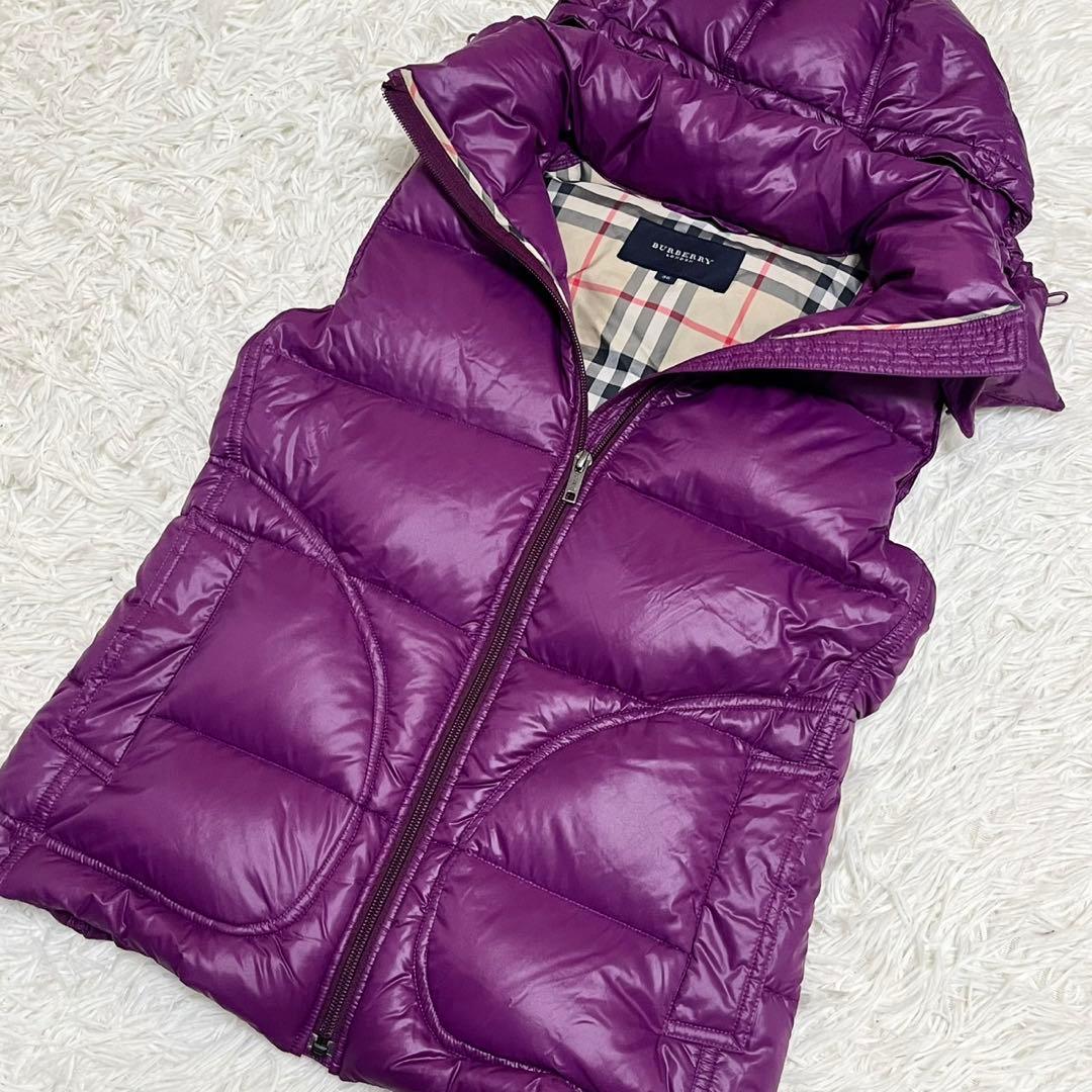 【希少色】バーバリーロンドン ノバチェック ダウンベスト フード付き 38 M