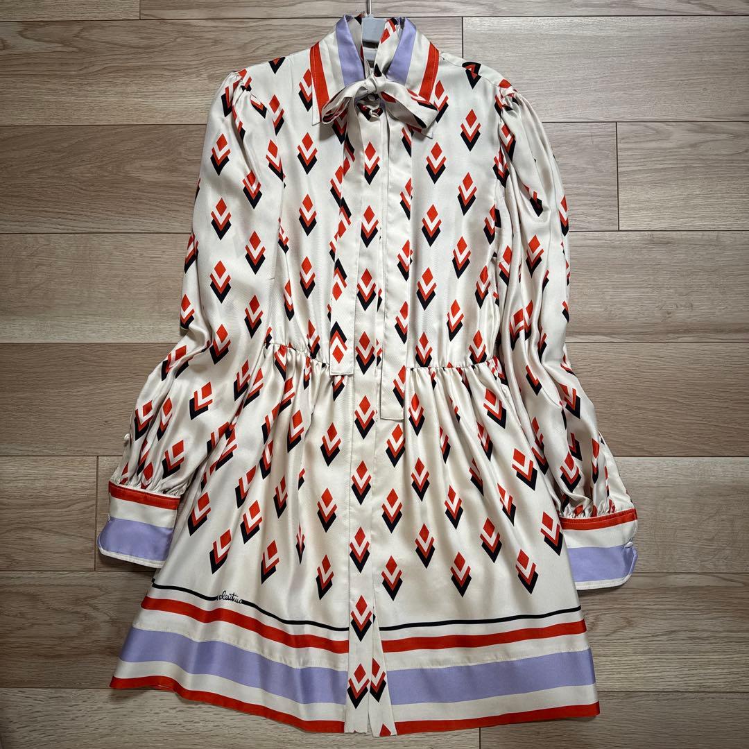 ヴァレンティノ ガラヴァーニ　プリントシルクドレス　36