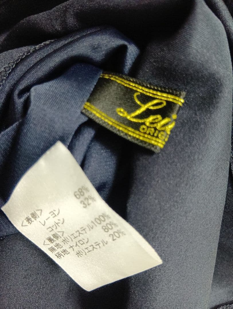 タグ付き新品　Leilian レリアン レイヤード風膝丈ワンピース　ネイビー11