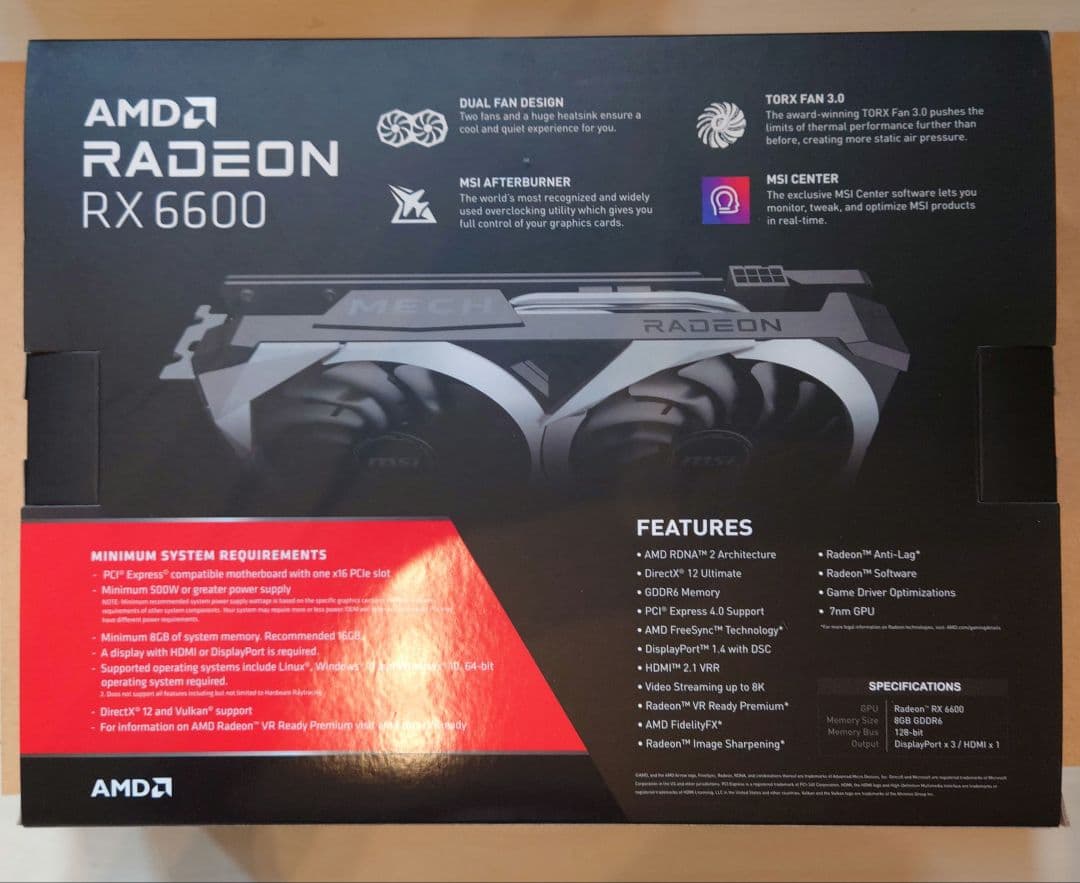 ★美品 MSI AMD Radeon RX 6600 8GB