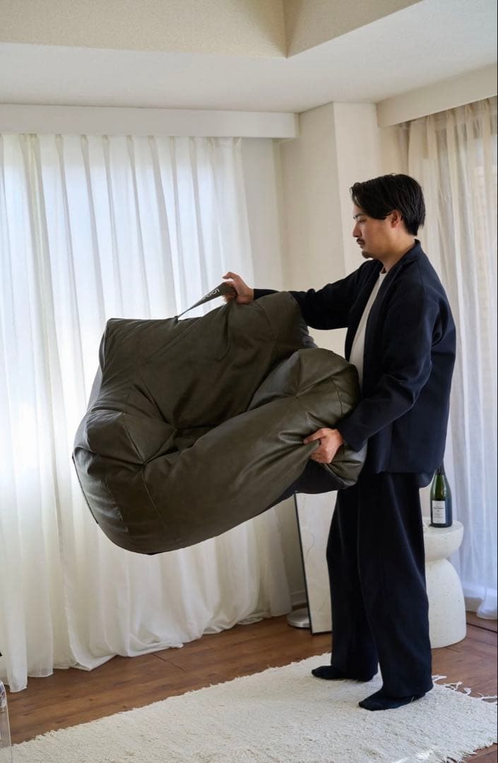 【kkkさん専用】Loosy 1人掛けビーズソファ マットカーキ