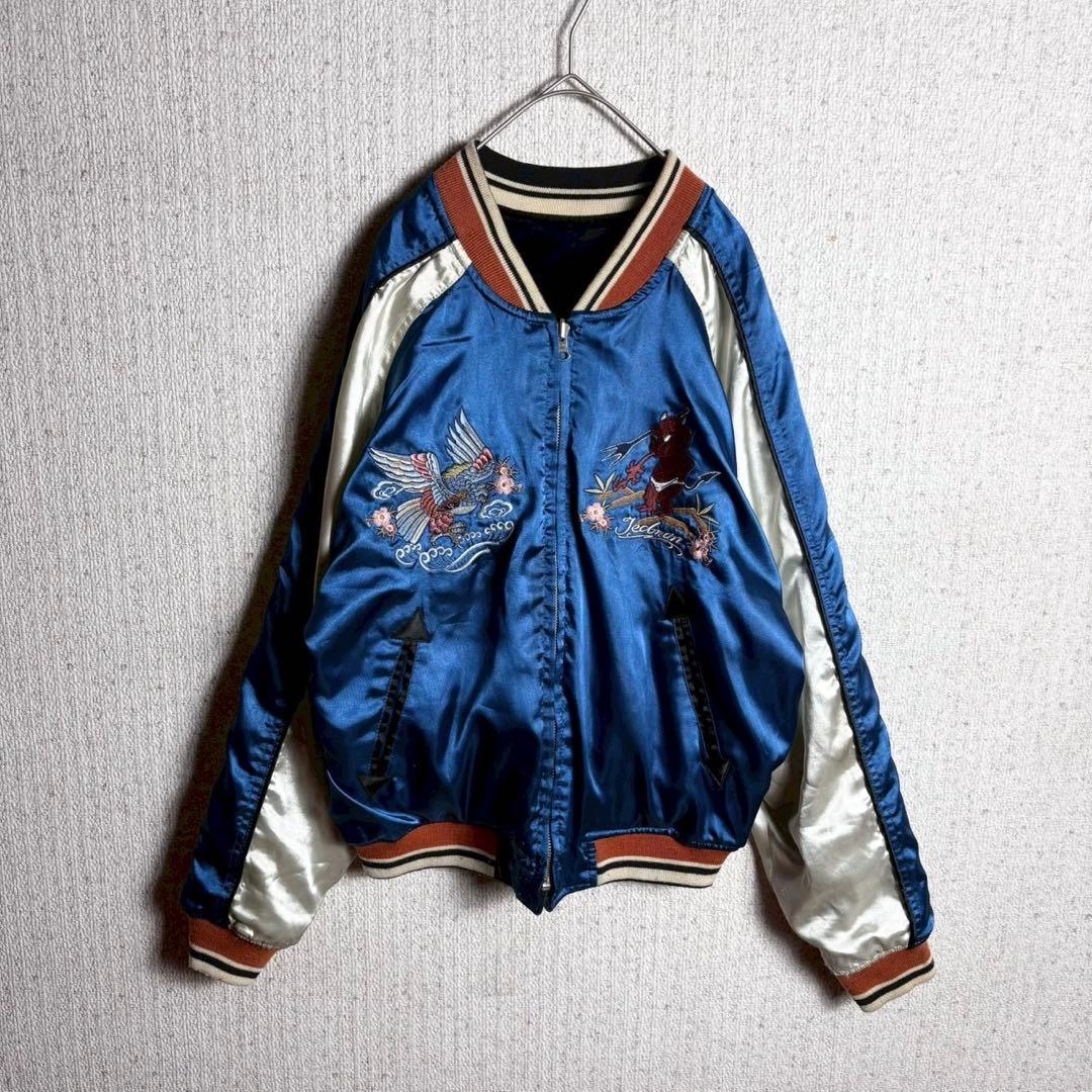 【豪華刺繍】TEDMAN スカジャン　別珍　ベロア　リバーシブル　袖刺繍　M