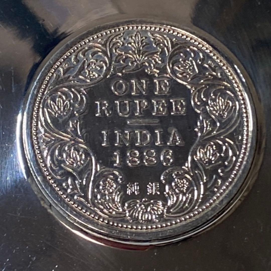 ビクトリア女王 純銀  モチーフ皿、インドONE RUPEE