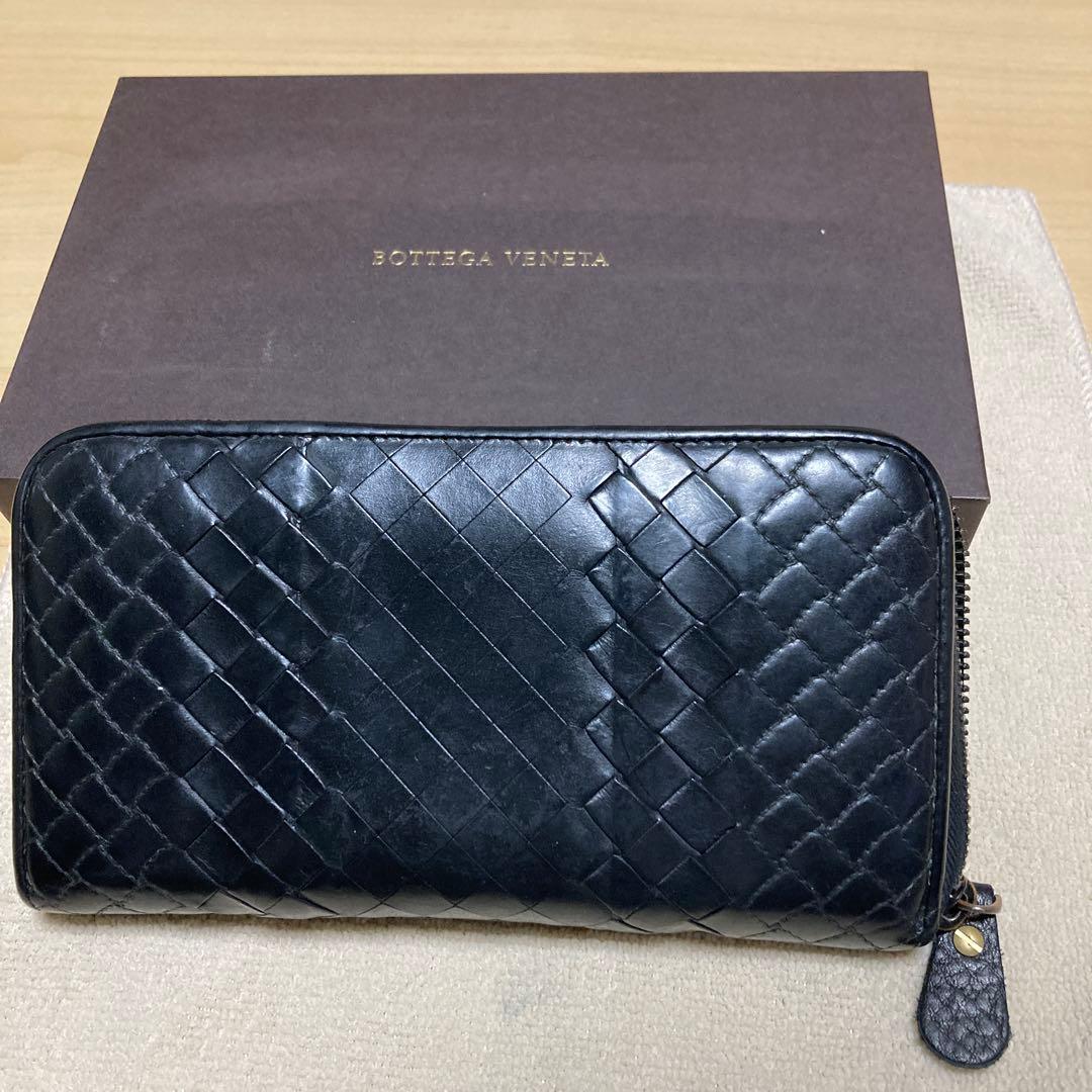 BOTTEGA VENETA 編み込み長財布 ブラック
