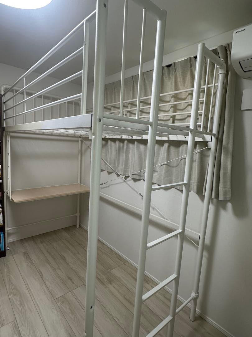 東京取引限定ロフトベッド 200cm高 ハイタイプ パシングルベッドデスク付き