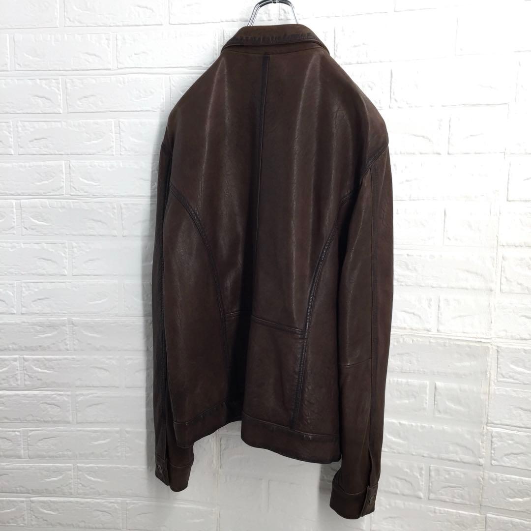 【タグ付未使用】G-STAGE ジーステージ ラムレザー 本革 ジャケット XL