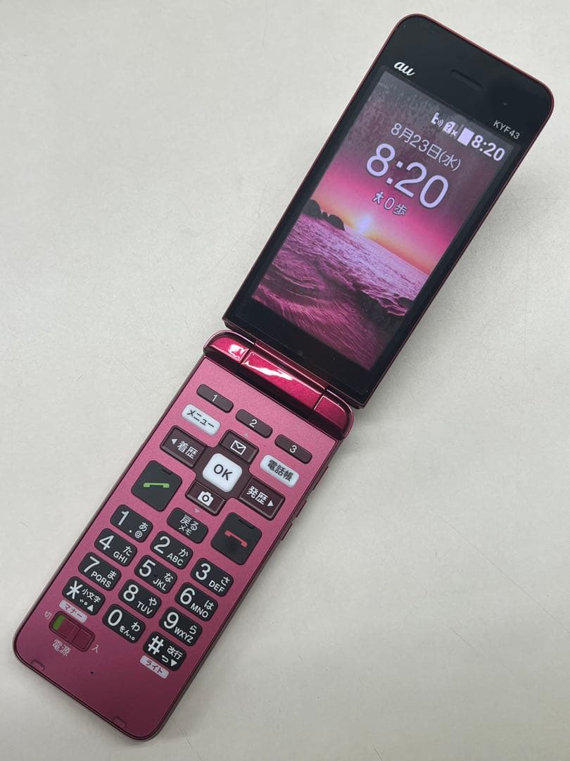 W5J605◆ かんたんケータイ ライト SIMフリー KYF43 ワインレッド