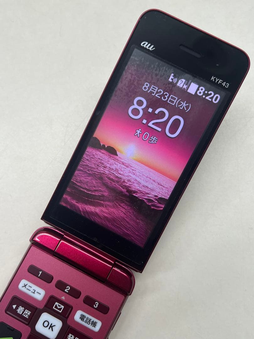 W5J605◆ かんたんケータイ ライト SIMフリー KYF43 ワインレッド
