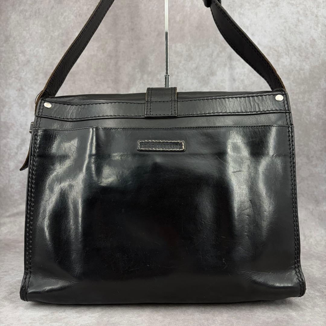 ジョンヴァルヴェイトス ショルダーバッグ メッセンジャー レザー ブラック
