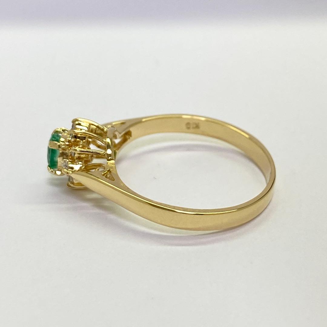 K18　天然エメラルドリング　サイズ11.5号　18金　ダイヤモンド　5月誕生石