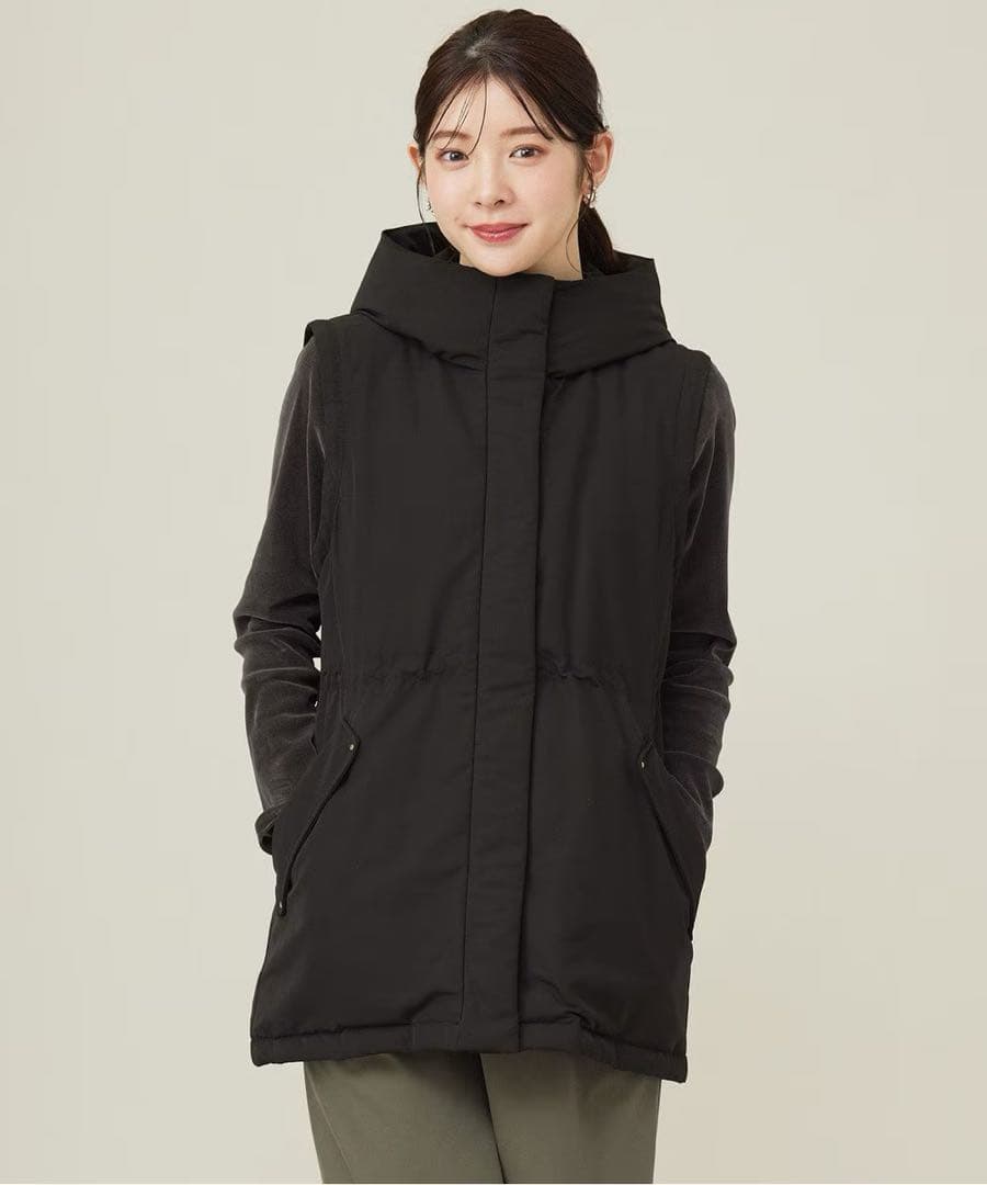 【新品タグ付】ANY SIS 2WAYドロストフーディミドル ダウン ベージュ