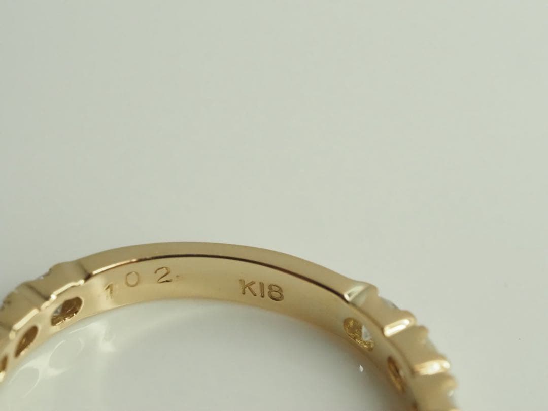 1.02ct!! K18YG 天然ダイヤモンド 3/4エタニティリング　12号