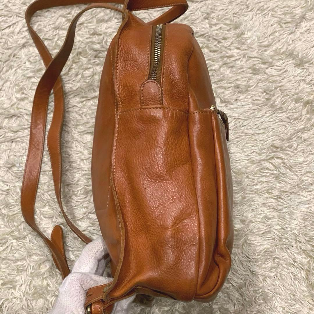 asa　イルビゾンテ リュック オールレザー ロゴ型押し ブラウン