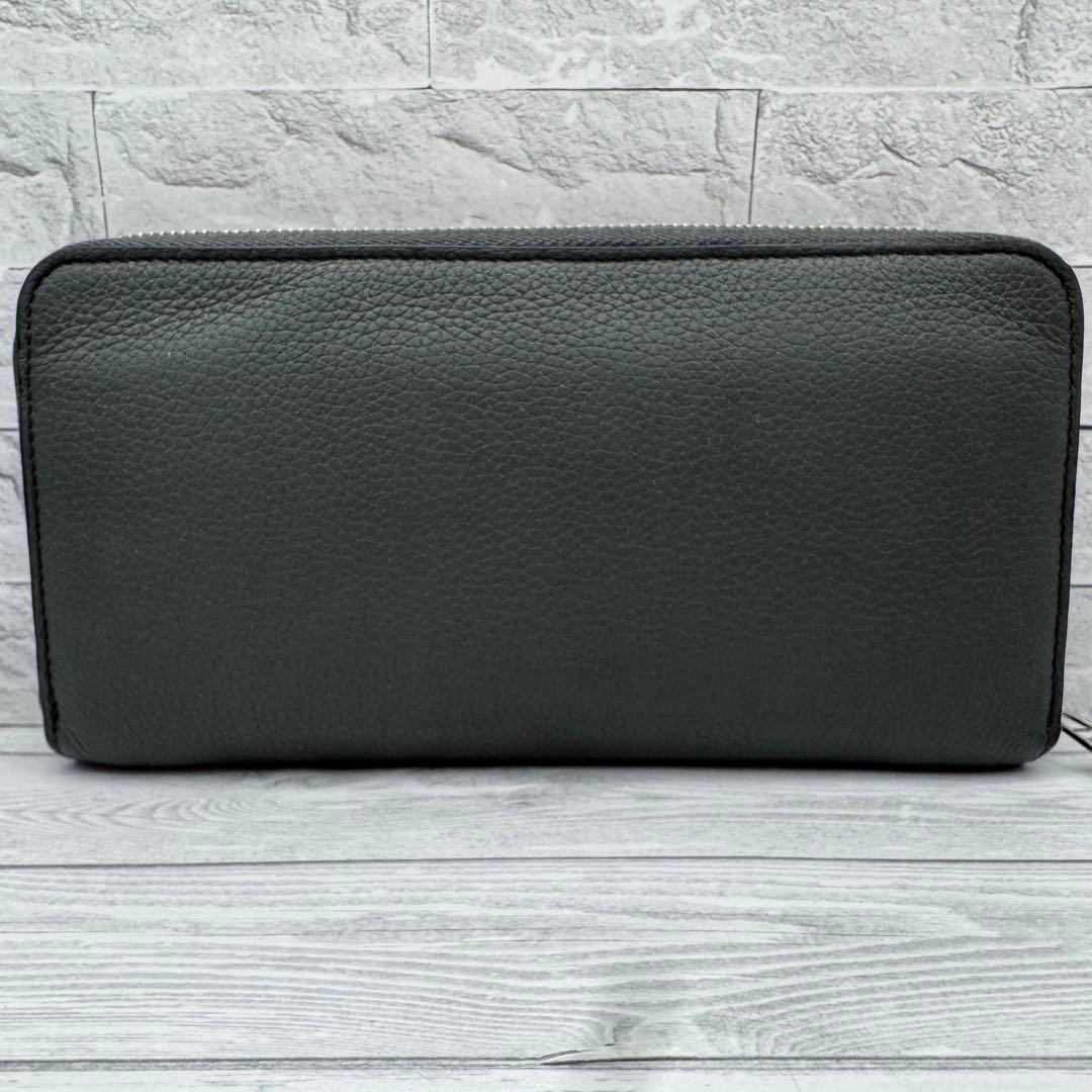 【美品】LOEWE アナグラム ジップアラウンド 長財布　グレー　レザー