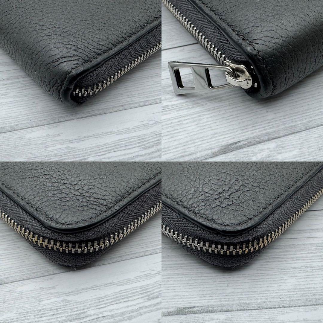 【美品】LOEWE アナグラム ジップアラウンド 長財布　グレー　レザー