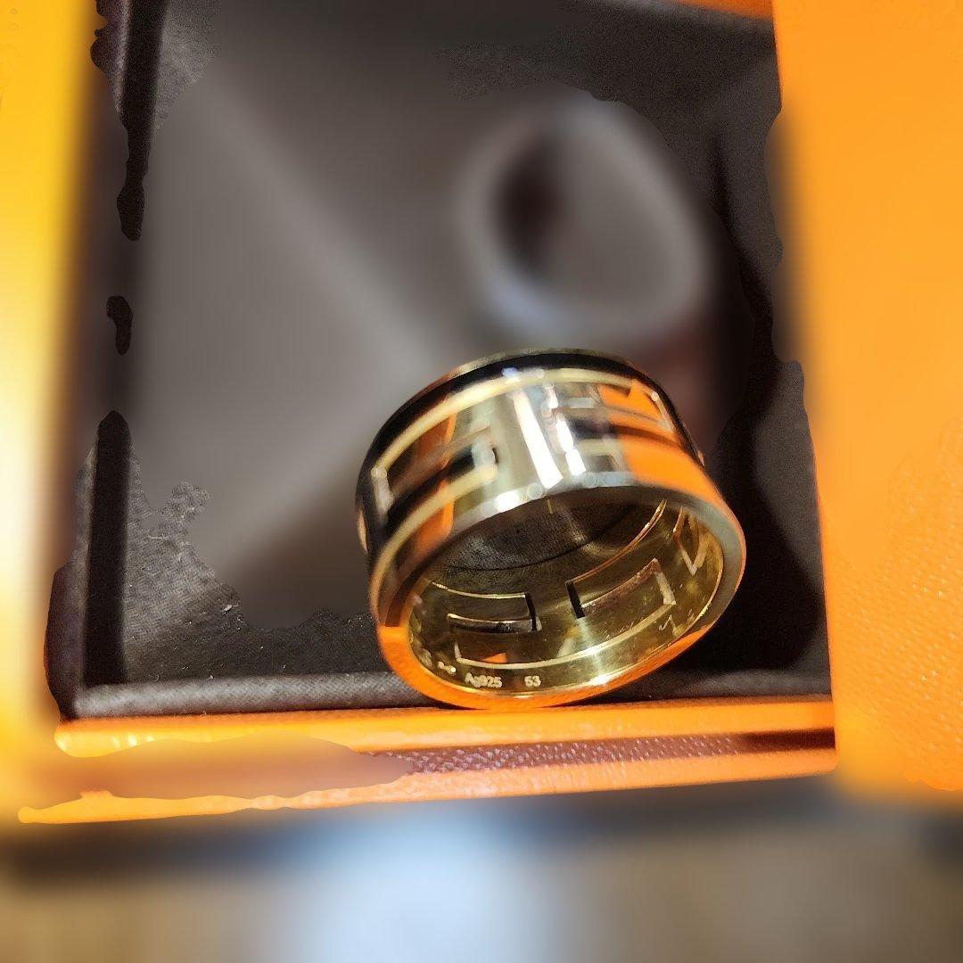 HERMES　エルメスAg925ゴールド系リング　53 オマケリング付き