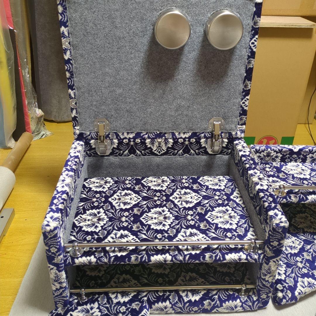 【桃か剣】コンソールBOX棚3点セット【新格子濃紺】