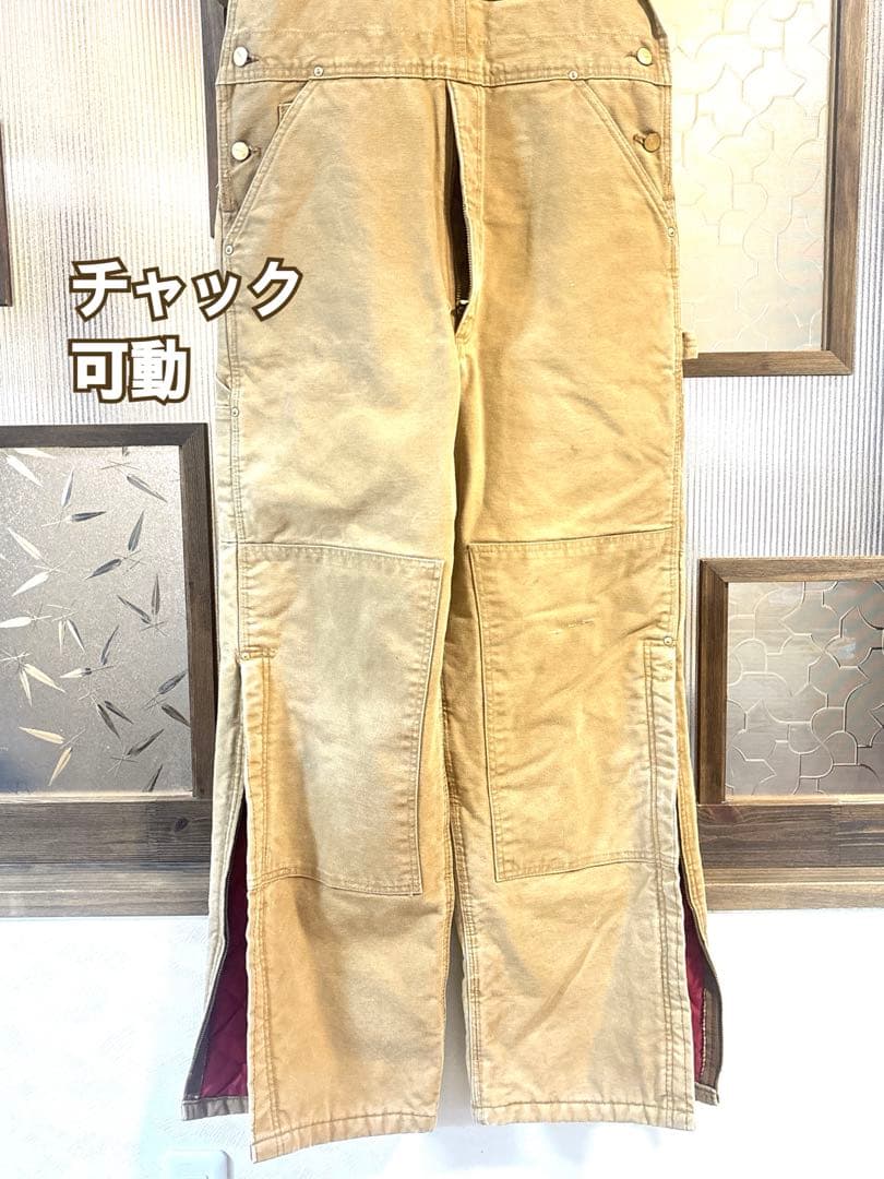 90s US古着 carhartt 中綿サロペット ダブルニー 32インチ 茶