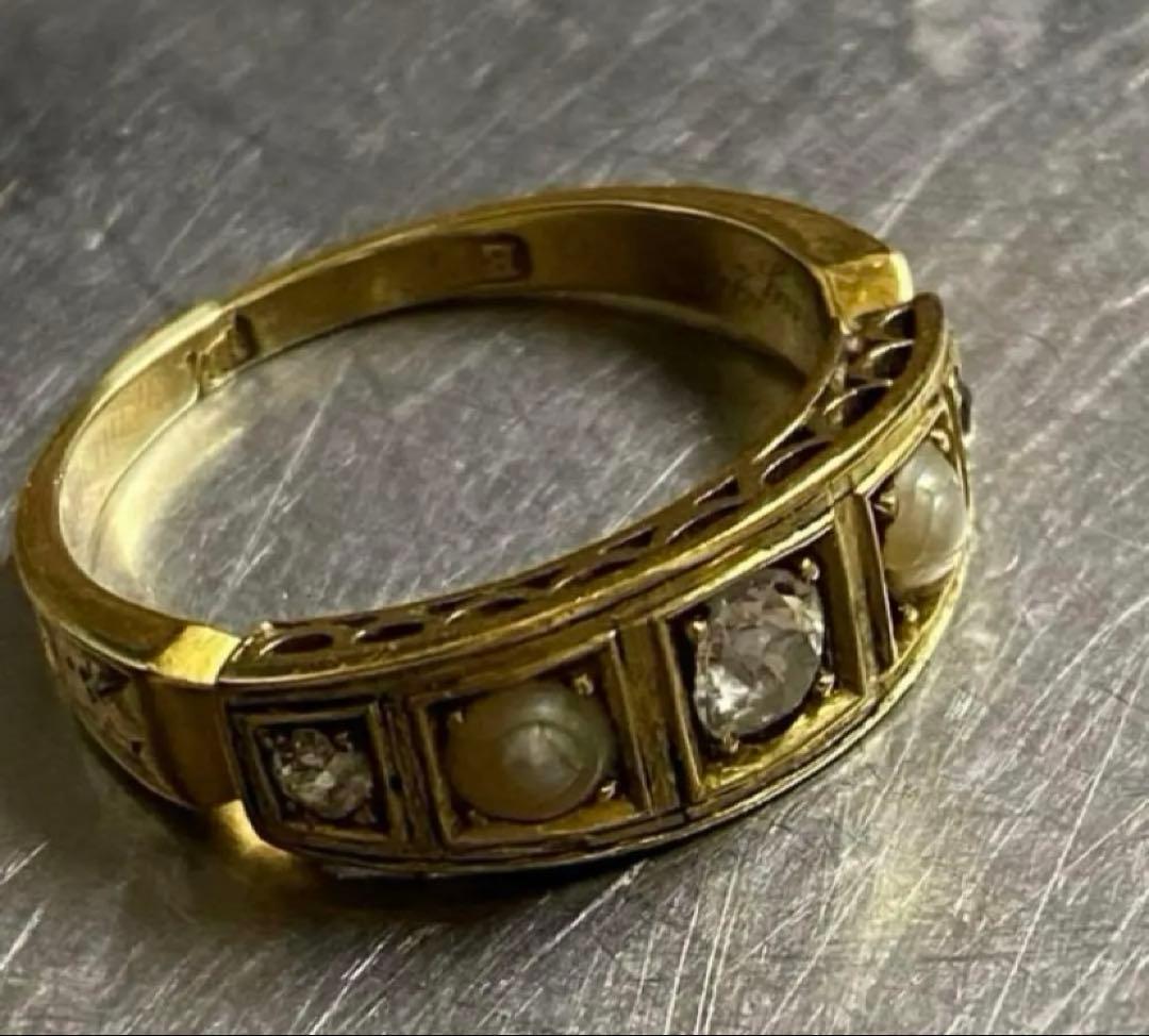 18金　18K イギリスアンティーク　リング　指輪